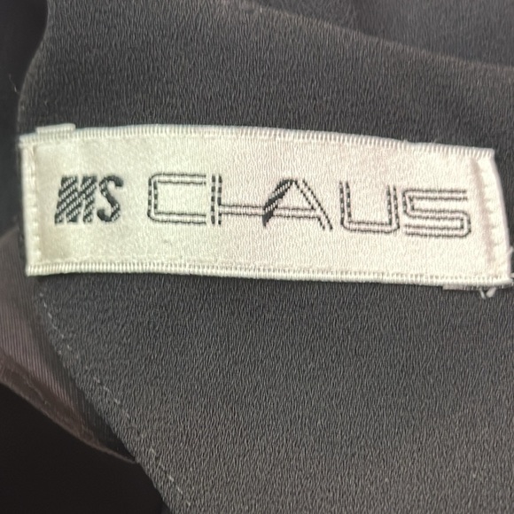 Ms. Chaus Black Dressy Vintage Longsleeved Dress Button/Zipper Back Mock Wrap 10 - Picture 5 of 7